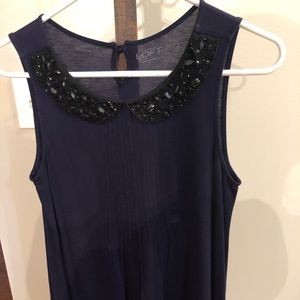 EUC LOFT jeweled collar top